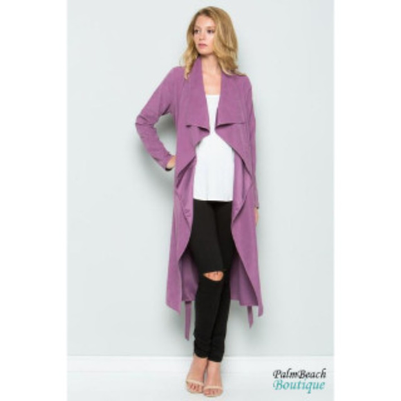 Lavender Long Duster Cardigan Jacket - Picture 3 of 5